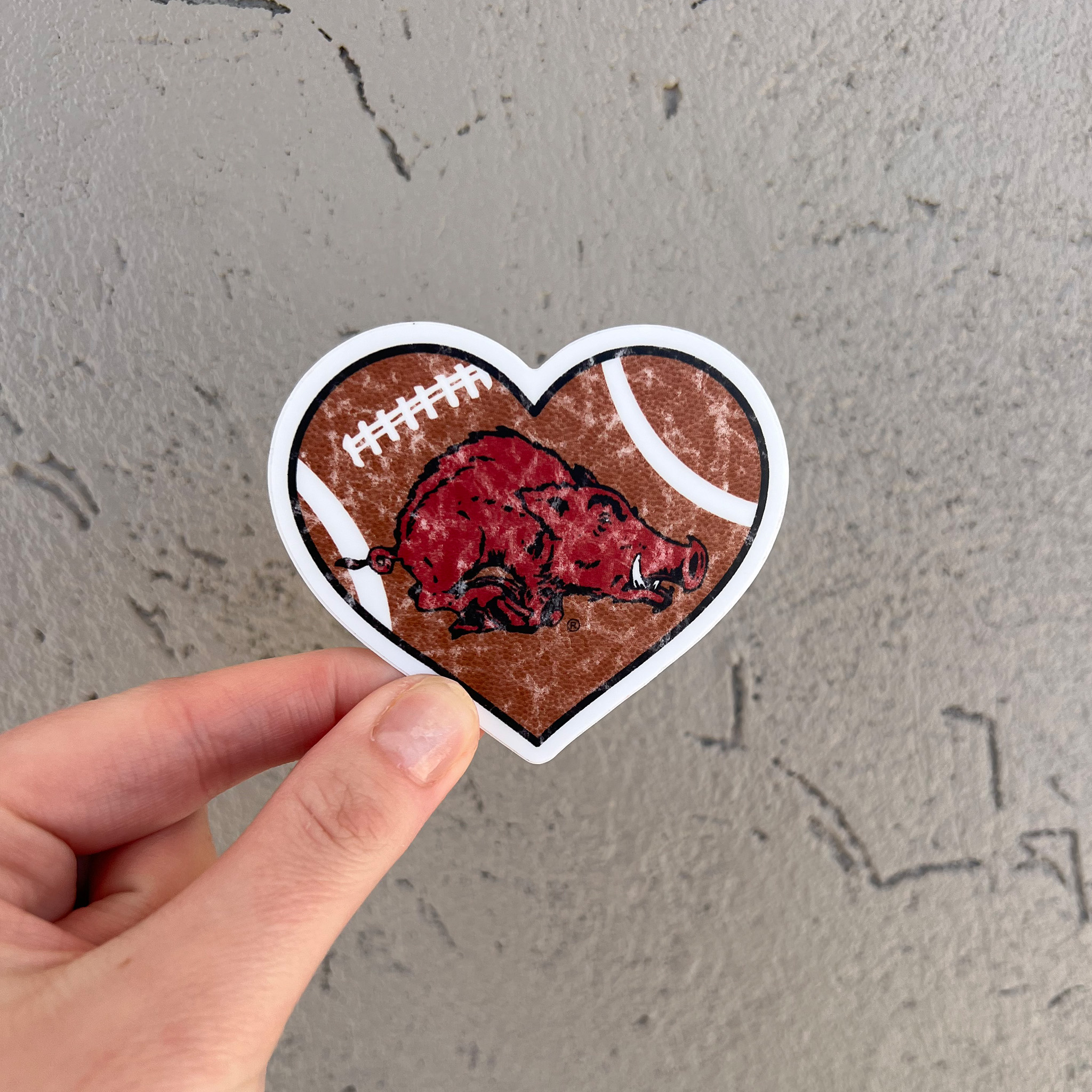 Football Heart Hog Sticker
