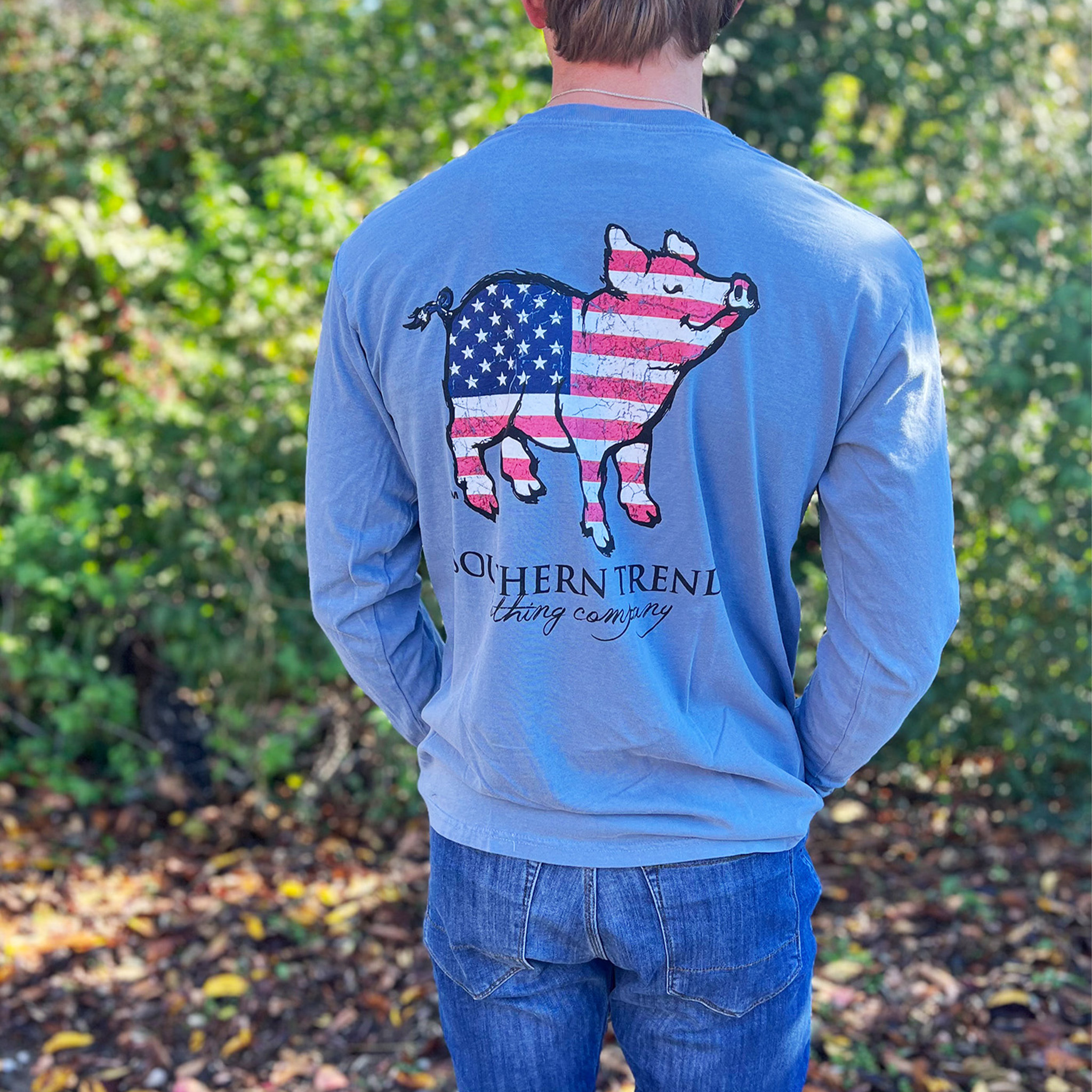 American Flag Pig Long Sleeve