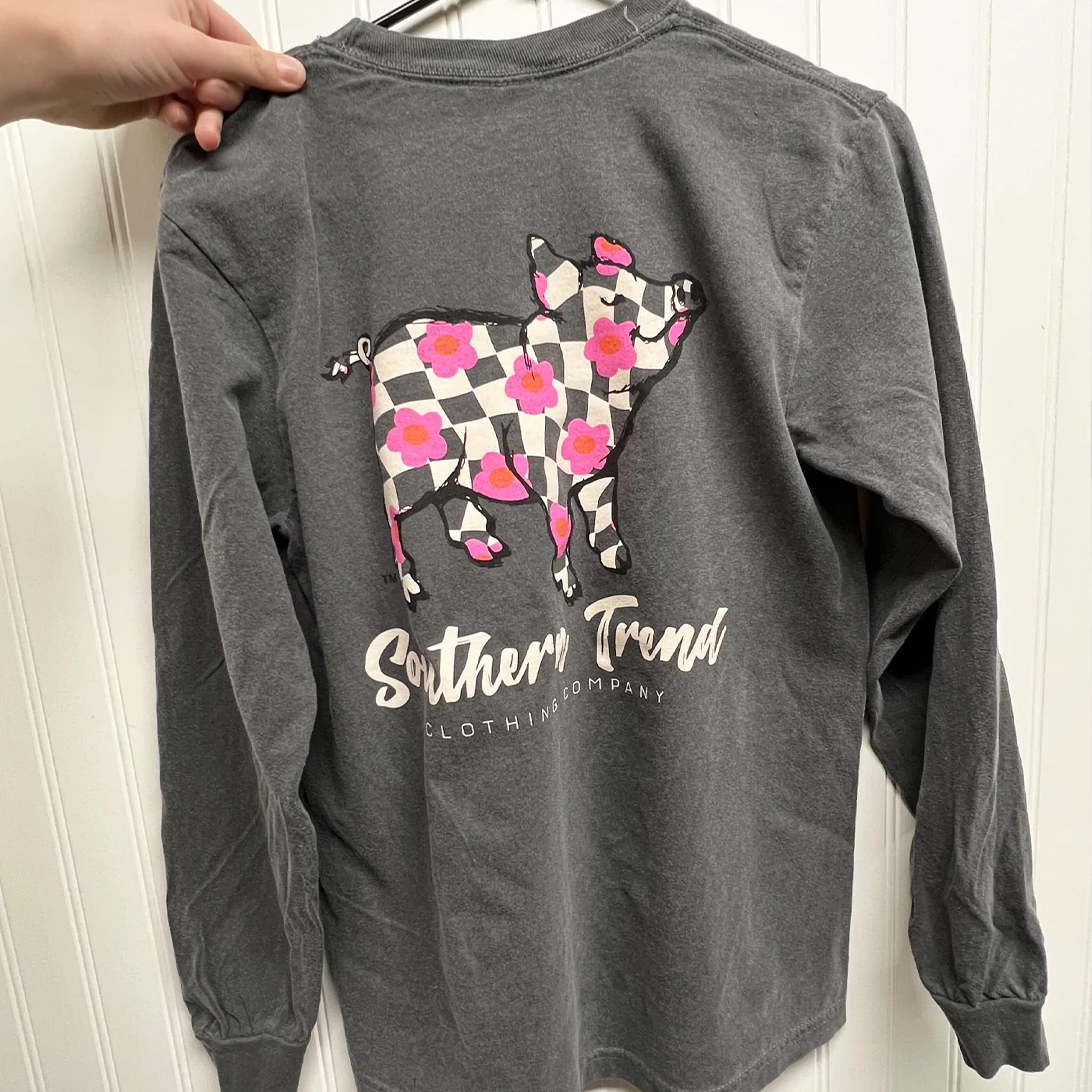 Floral Check Pig long Sleeve