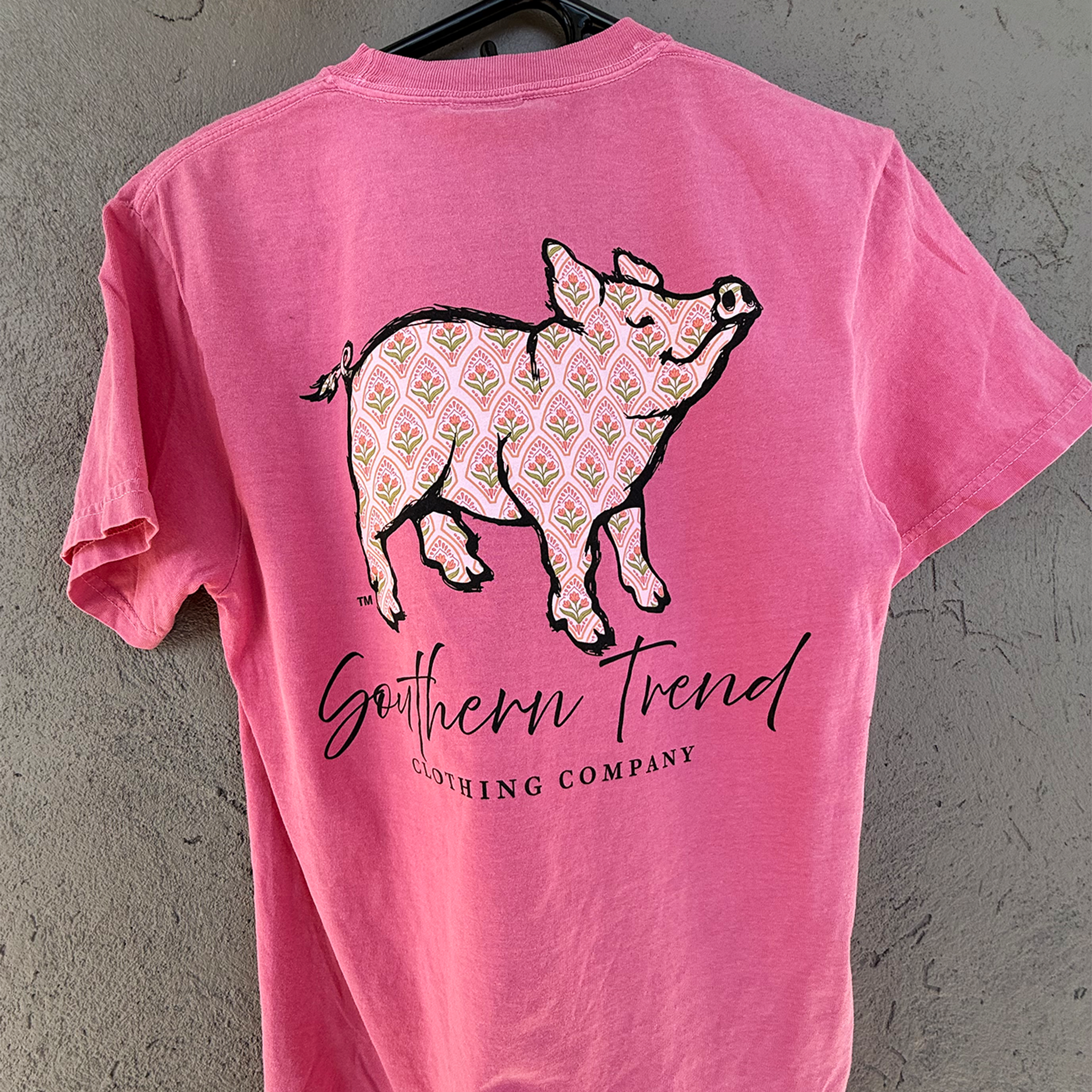 Pink Floral Pig Short Sleeve